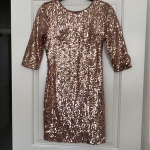 Rose gold sequined mini dress
